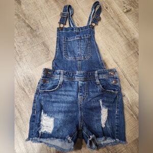 Cat & Jack Blue Denim Overalls Girls Mefium 7/8